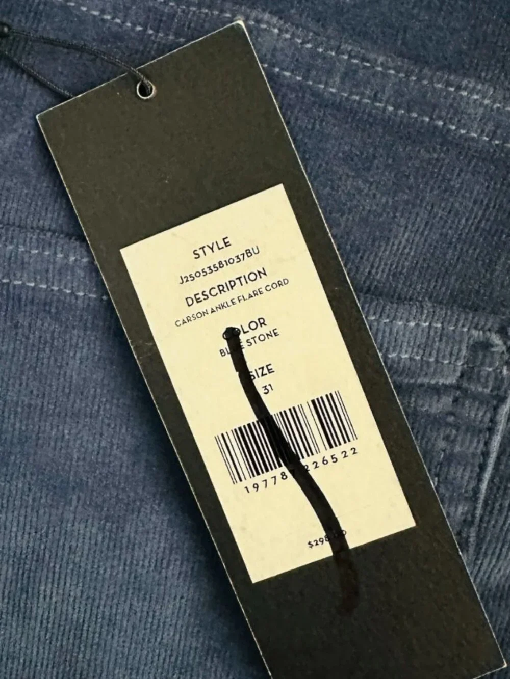 Veronica Beard Women's Size 31 Carson Ankle Flare Corduroy Bluestone Pants NEW